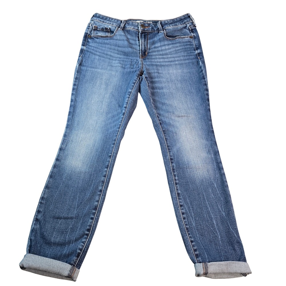 Old Navy Power Slim Straight Jeans Womens Size 8 Short Medium Wash Stretch Denim